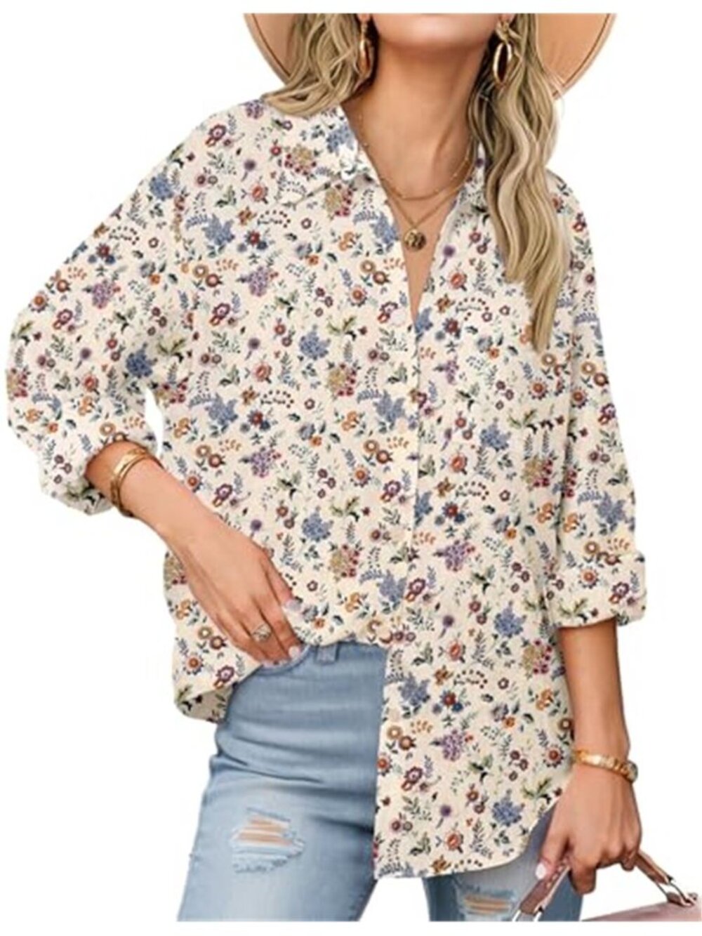 Women's Button Down Shirts Long Sleeve Cotton Gauze Top Collared Blouse